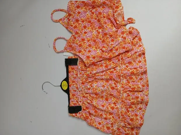 George Orange Ditsy Floral Top and Flippy Skirt Set for Kids · Photo 1