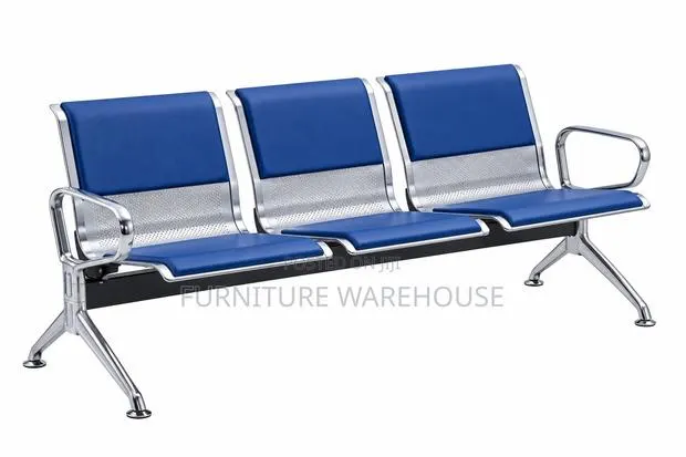 Three Seater Metal and Faux Leather Waiting Room Bench · Photo 5
