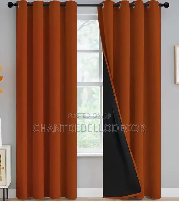 Luxury Heavy Textured Embossed 100% Blackout Curtains (2 in 1) · Photo 1
