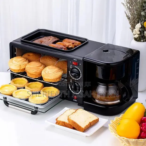 3-in-1 Breakfast Maker Machine - Oven + Grill + Coffee Maker