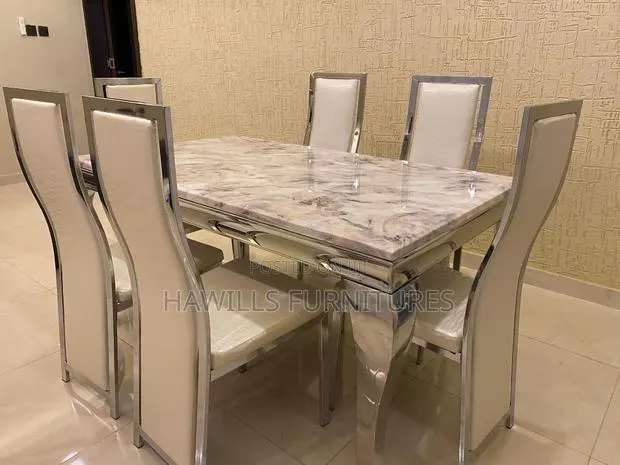 Marble Dining Table and (6) Chairs · Photo 1