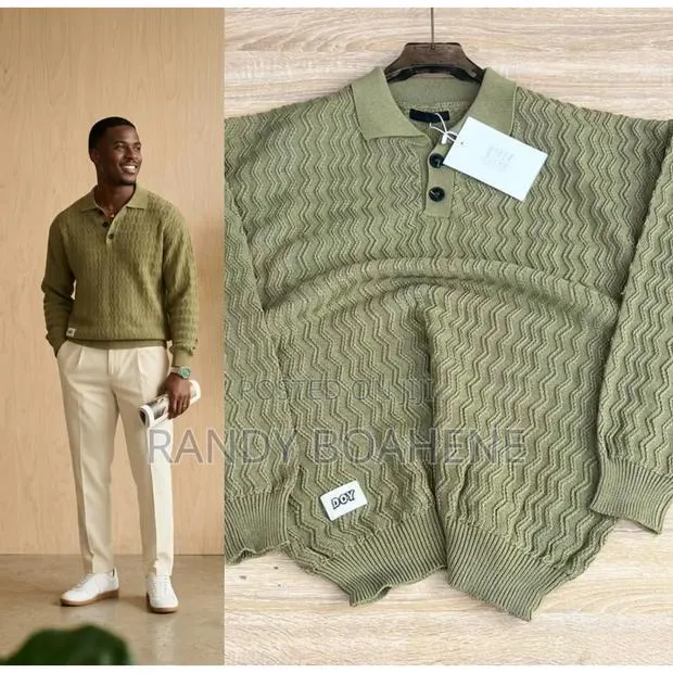 The Olive Chevron Knit Polo · Photo 1