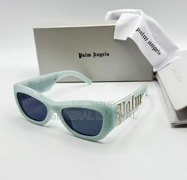 Palm Angels Canby Sunglasses Lightblue Acetate Frame Dark Grey Lenses · Photo 1