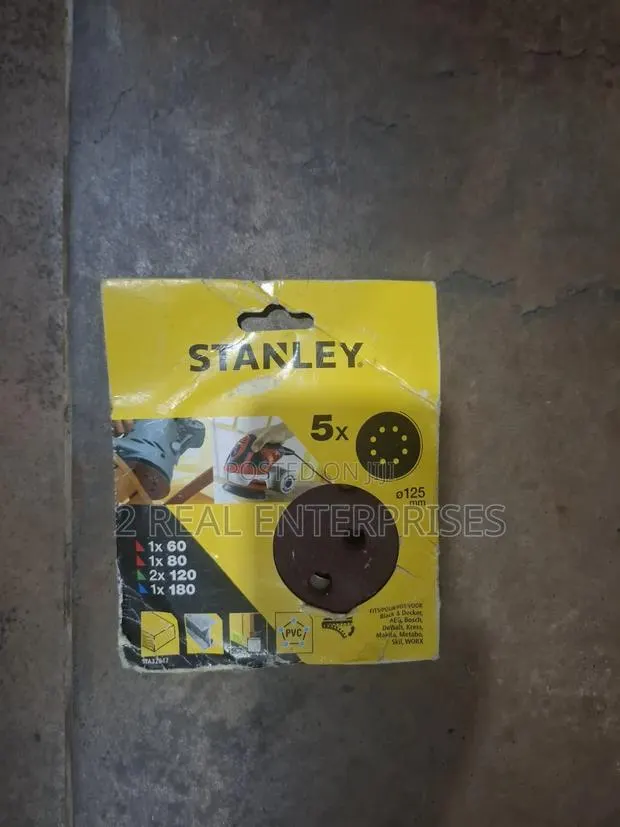 Stanley 125mm Assorted Quick Fit ROS Sanding Discs (5-Pack) · Photo 1
