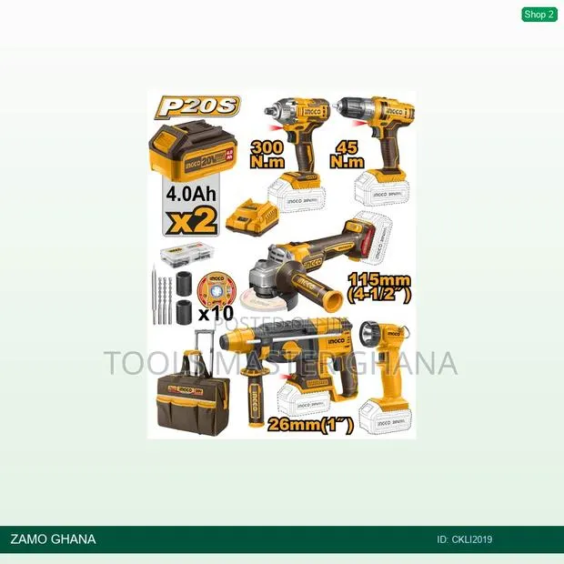 5 PCS Cordless Industrial Combo Kit 20v 2 - Ckli2019 · Photo 1