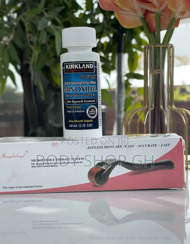 Beard Growth Starter Pack- Kirkland Minoxidil + Derma Roller · Photo 1