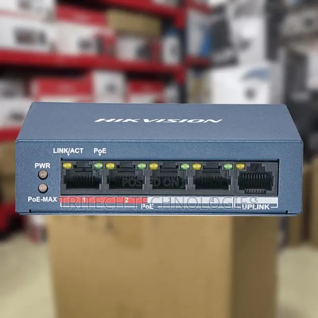 Hikvision Ds-3e0105p-e/M(B) 4 Port Fast Ethernet Unmanaged Poe Switch · Photo 1