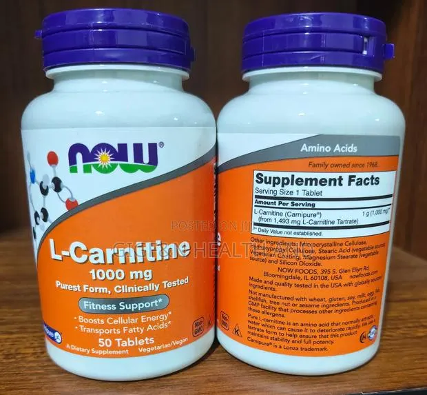 L - Carnitine, 1000mg, 50 Tablets- Fitness Support Sperm Health · Photo 1