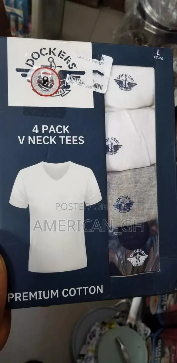 Dockers Premium v Neck Undershirt, 100% Cotton, 4pcs · Photo 1