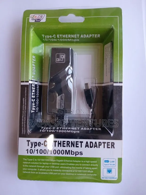 Usb Type C to Ethernet Rj45 Gigabit Lan Network Adapter · Photo 1