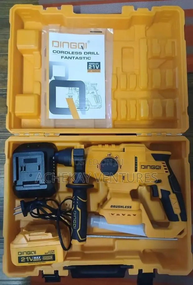 Dingqi Cordless Brushless SDS Drill 21v – Complete Set · Photo 1