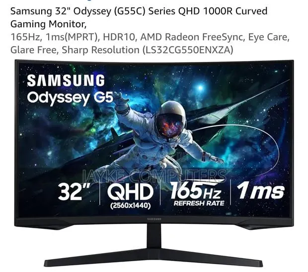 Samsung 32′′ Odyssey G5 (S32CG554EN) QHD 165Hz Curved Gaming Monitor · Photo 1