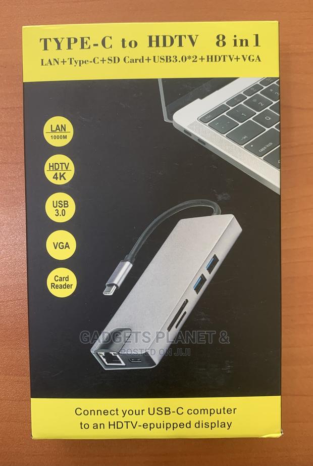 8 in 1 Type C Usb Hub - LAN, Type C, SD Card, USB 3.0, HDMI · Photo 2