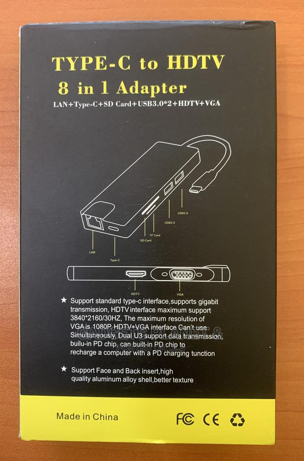 8 in 1 Type C Usb Hub - LAN, Type C, SD Card, USB 3.0, HDMI · Photo 3