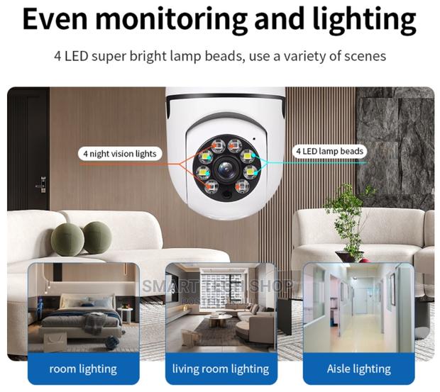 3MP Smart TUYA Wi-Fi PTZ Home Security Bulb Camera With Mic · Photo 7