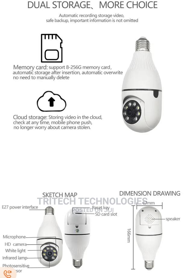 2mp PTZ Bulb Wi-Fi Camera Full Color V380 App · Photo 4