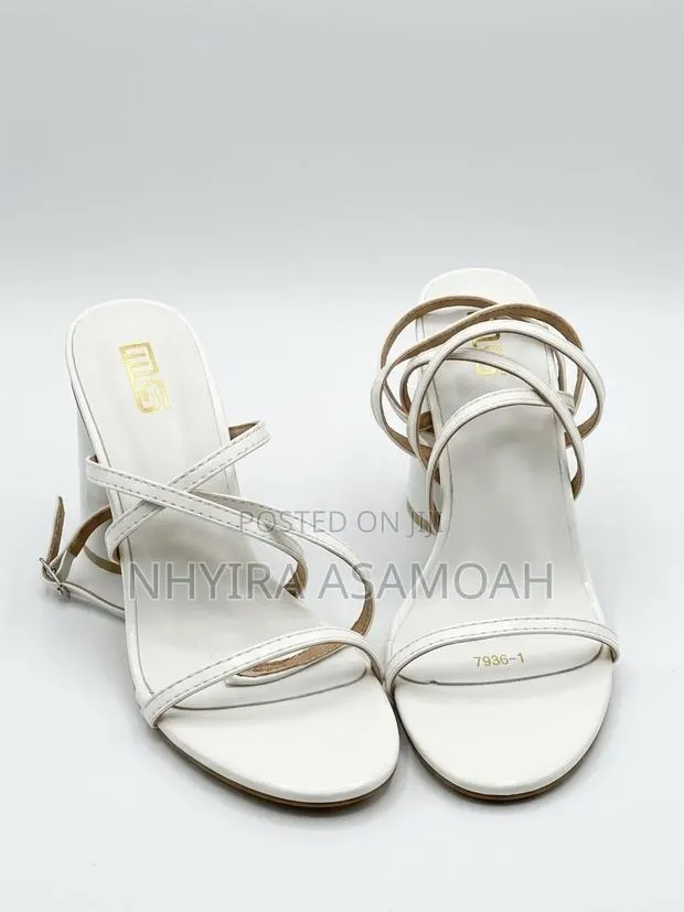 Stunning White Lace-Up Block Heel Sandals · Photo 1