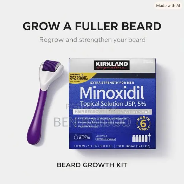 Kirkland Minoxidil Hair Growth Pack+Hyper Derma Roller (Magic Combo) · Photo 1