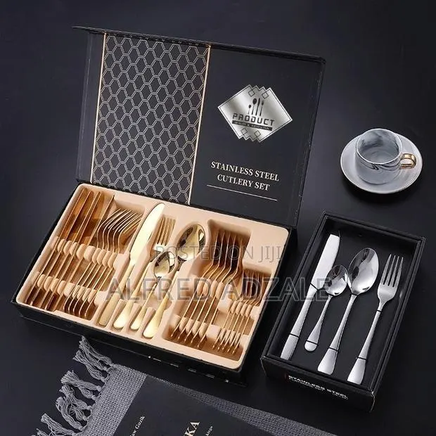 Luxury 24-Piece Gold Stainless Steel Cutlery Set · Photo 1