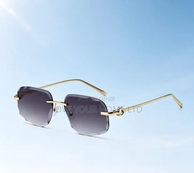 Rimless Fashion Sunglasses – Purple Gradient Lens Gold Frame · Photo 2