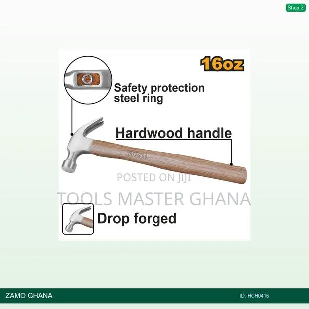 Wooden Claw Hammer 16oz - Hch0416 · Photo 1