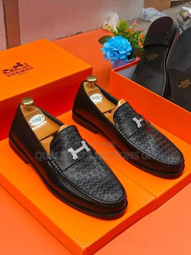 Authentic Hermes Leather Loafers · Photo 1