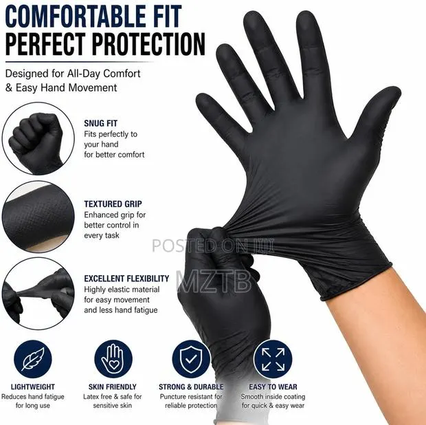 Nitrile Disposable Black Gloves Powder-Free & Latex-Free - 20pcs · Photo 3