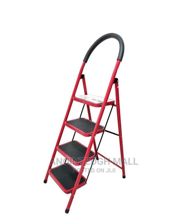 Folding Ladder 4 Steps - Red/Black