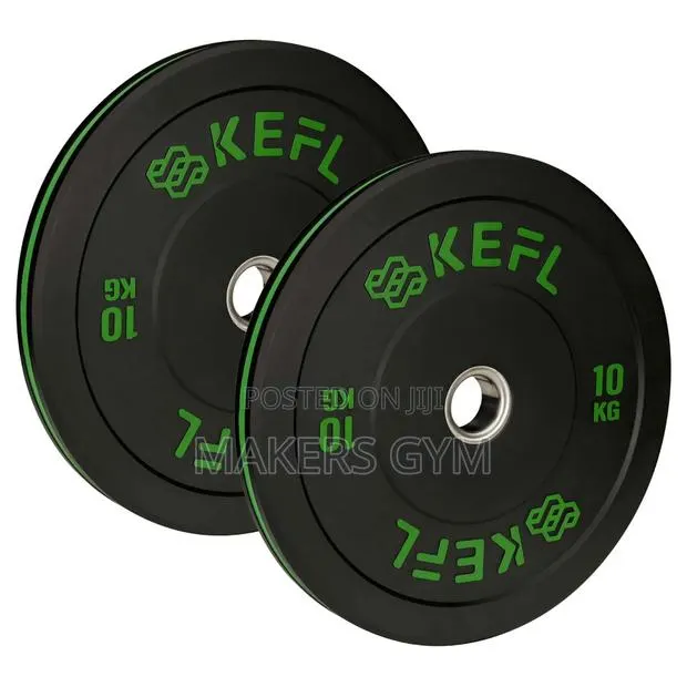 10kg Pair Olympic Plate Bumper (Blk Grn) · Photo 1