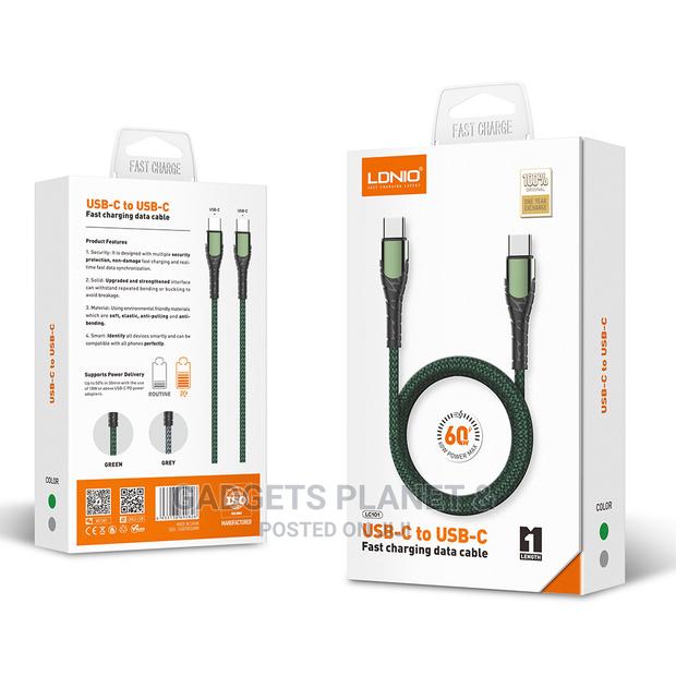 LDNIO 65W Fast Charging Sync Data Cable 1M USB-C to C · Photo 1