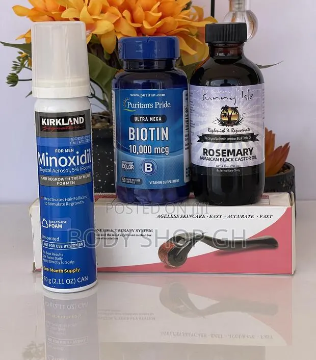 Kirkland Minoxidil Foam + Derma Roller +Biotin +Rosemary Oil · Photo 1