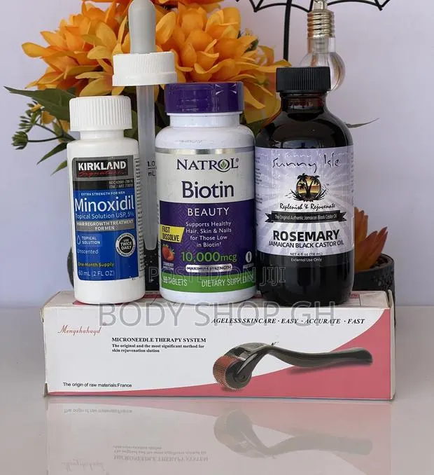 Kirkland Minoxidil + Natrol Biotin +Rosemary Oil +Derma Roll · Photo 1