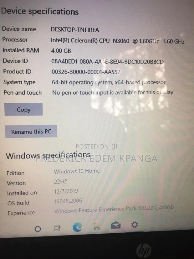 New Laptop HP 15 4GB Intel SSD 500GB · Photo 1