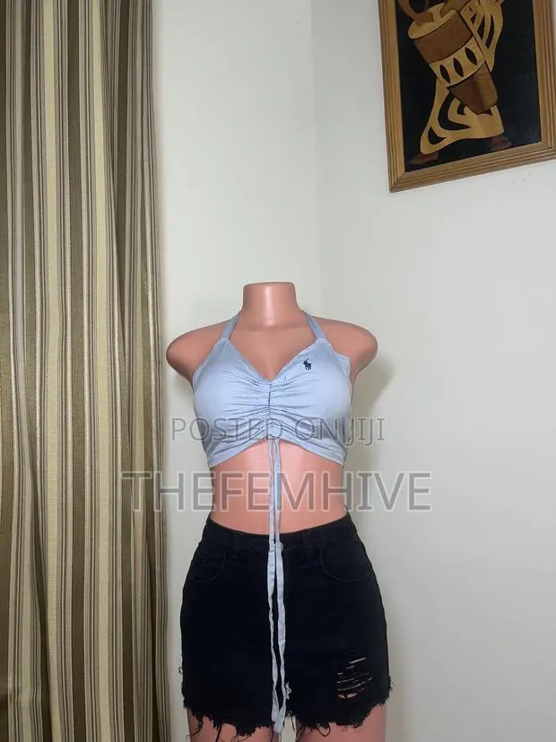 Light Blue Bare Back Crop Top Thrift · Photo 1