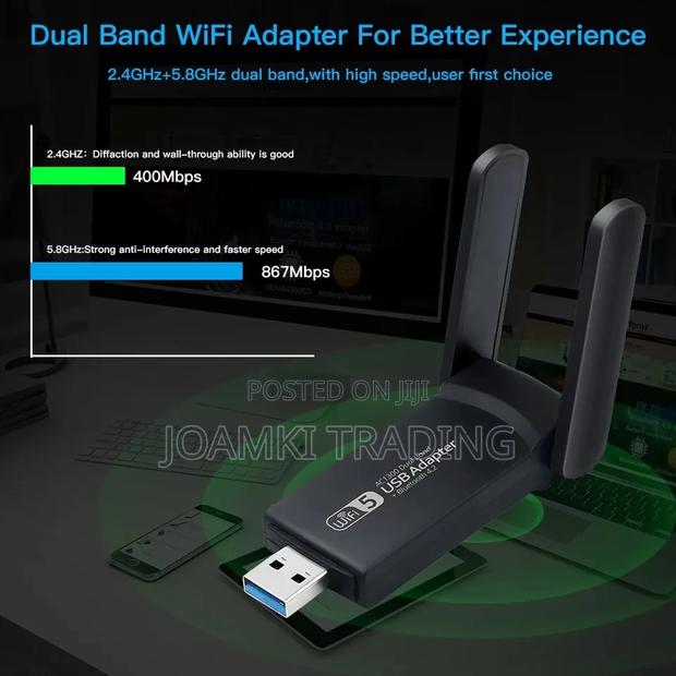 1300 MPS Usb 3.0 Wifi Adapter Bluetooth D-Band Network Card · Photo 2