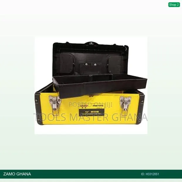 Steel Tools Box 36x18x18cm Black / Yellow 14inch - H · Photo 1