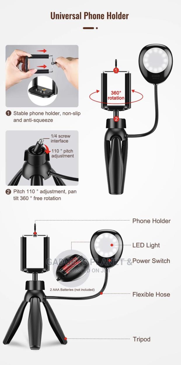 Mini Smartphone Selfie Studio With Tripod Stand and Lamp · Photo 2