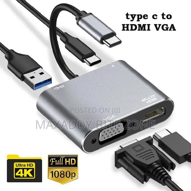 4 in 1 Usb Hub Type-C to Pd+Vga+Usb Adapter Converter · Photo 1
