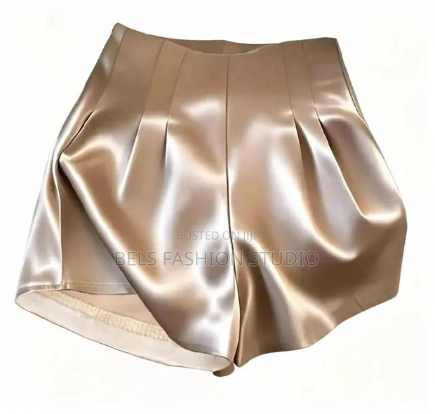 Luxury High-Waisted Satin Pleated Shorts · Photo 1