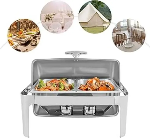 Rectangular Roll Over Chaffing Dish Silver 9l · Photo 1