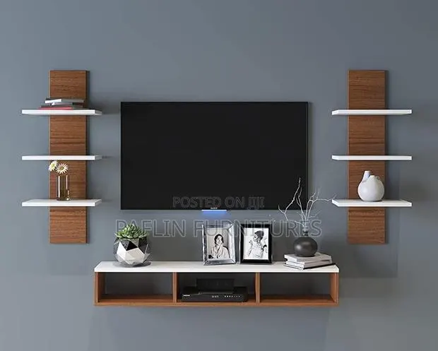 Quality Tv Stand With Hanging Shelves · Photo 1