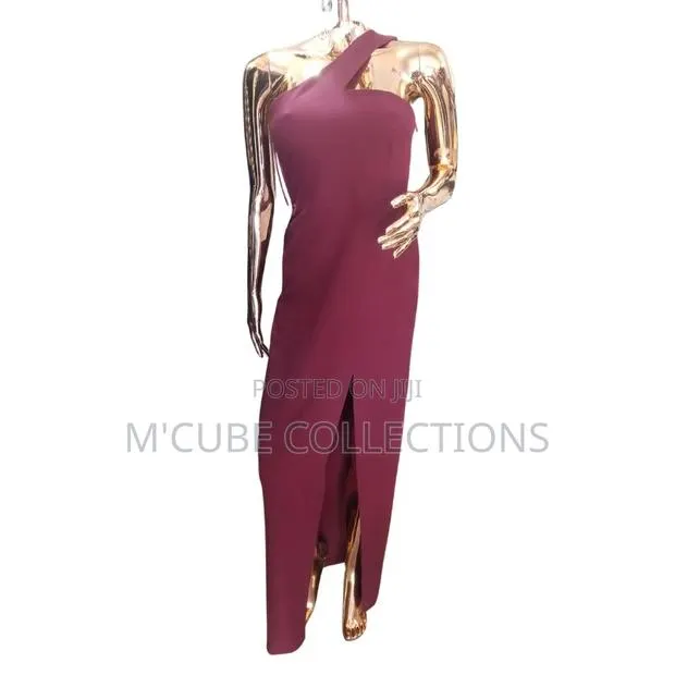 Burgundy One-Shoulder Evening Dress · Photo 1