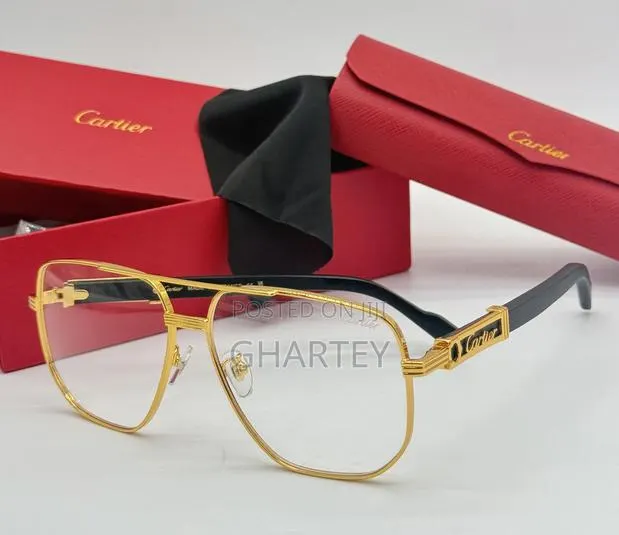 Cartier Male Sunglasses Protective Metal Gold With Grey · Photo 1