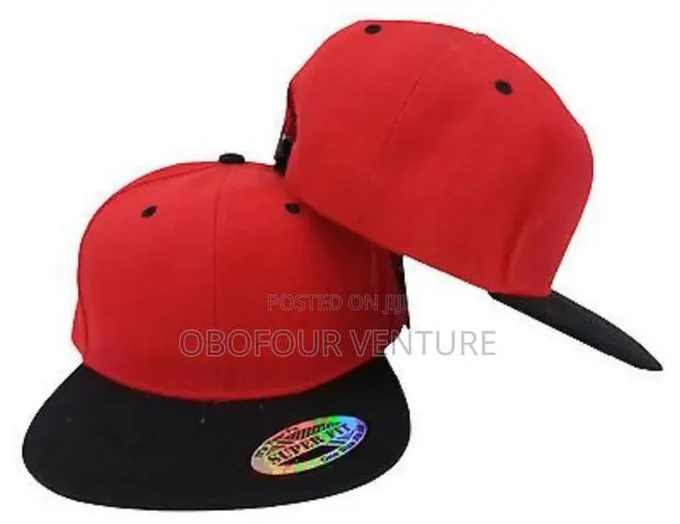 Red-Black Flat Hat Snapback Baseball Cap One Size Fits All. · Photo 1