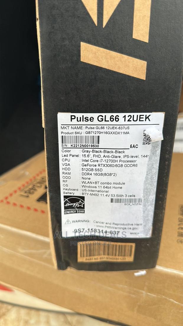 New Laptop MSI Pulse GL66 16GB Intel Core I7 SSD 512GB · Photo 1