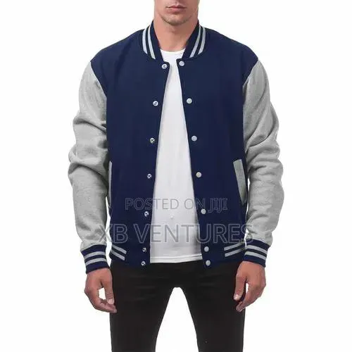 Slim Fit Baseball Jacket - Navy Blue · Photo 1