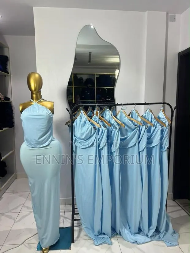 Light Blue Chiffon Halterneck Maxi Dress · Photo 1