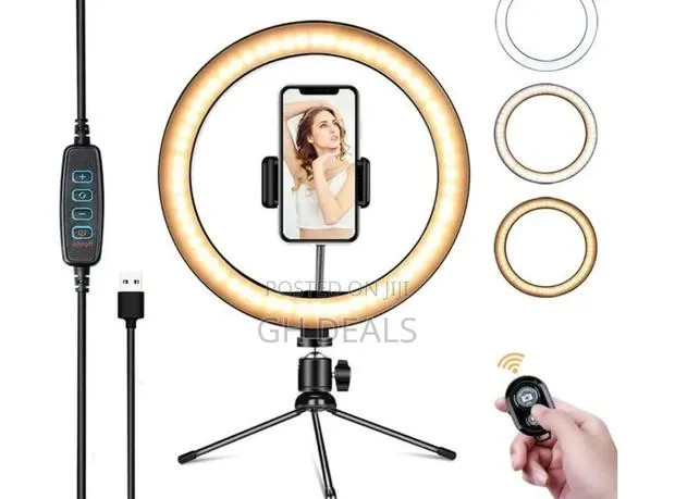 10inch LED Selfie Ring Light 26cm Dimmable Camera Phone With · Photo 1
