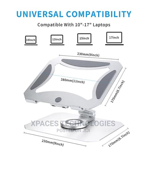 Adjustable Laptop Stand With 360 Rotating Base Metal · Photo 3
