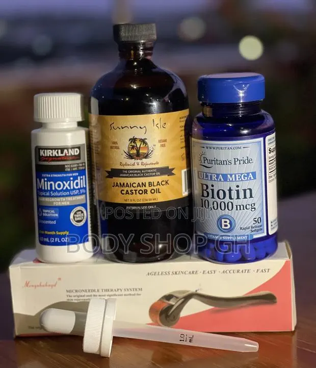 Beard Growth Pack - Kirkland Minoxidil + Biotin + Roller · Photo 1
